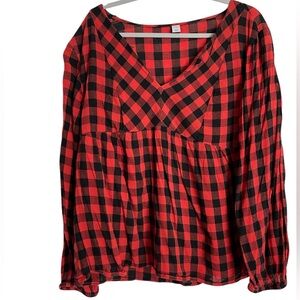 Old Navy Relaxed Buffalo Plaid Balloon Long Sleeve Top